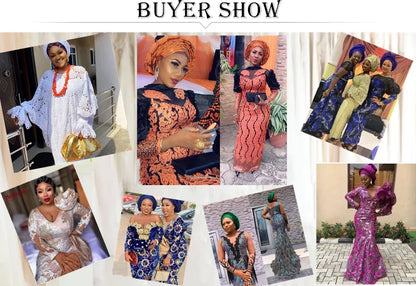 Fine craftsmanship of Kalume lace fabric featuring opulent sequins, designed for sophisticated outfits and celebrations.