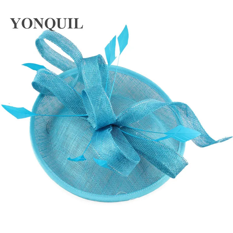 Elegant women's Sinamay church hat with intricate design, perfect for weddings and elegant parties.