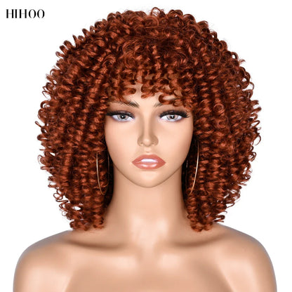 Stylish average size synthetic wig for daily use, showcasing a vibrant curly texture suitable for black women.