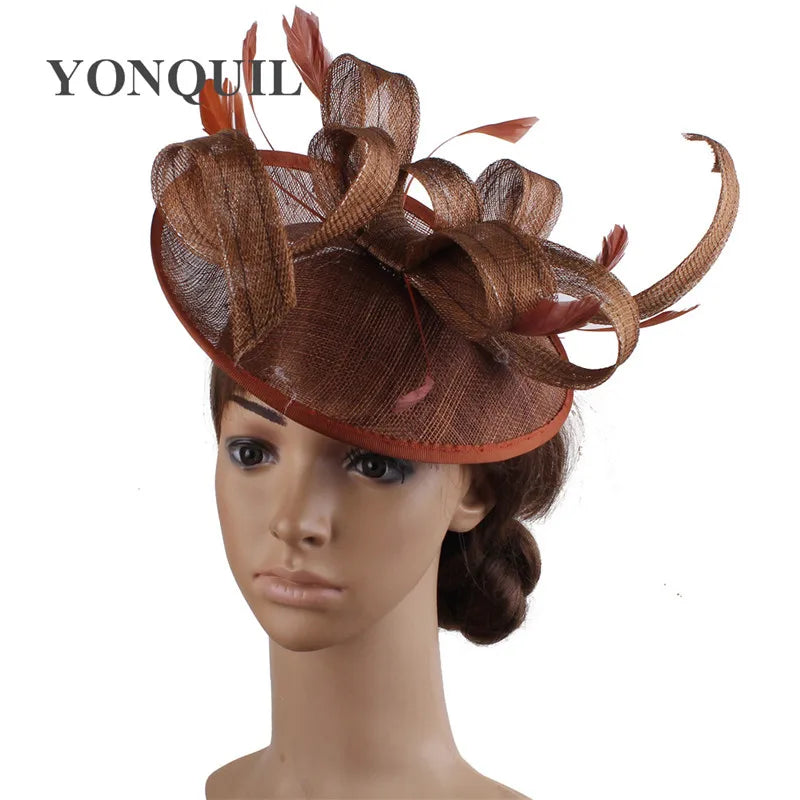 Elegant Women's Sinamay Chuch Hat featuring intricate lace detailing, perfect for bridal occasions and stylish parties.