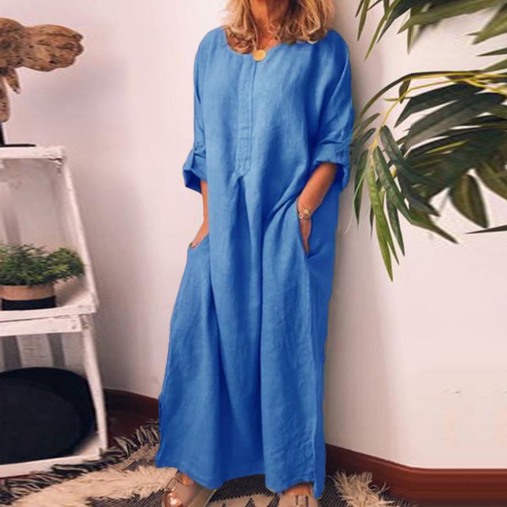 Exquisite women's maxi kaftan dress with a straight silhouette and natural waistline, ideal for sophisticated summer gatherings.