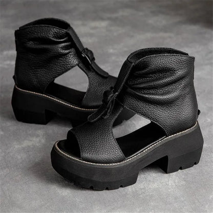 Fashion-forward mid heel gladiator sandals for women, combining comfort and style with a solid pattern and high-quality craftsmanship.