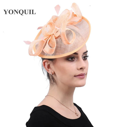 Elegant women's sinamay chuch hat in cream colour, perfect for bridal occasions and summer parties.