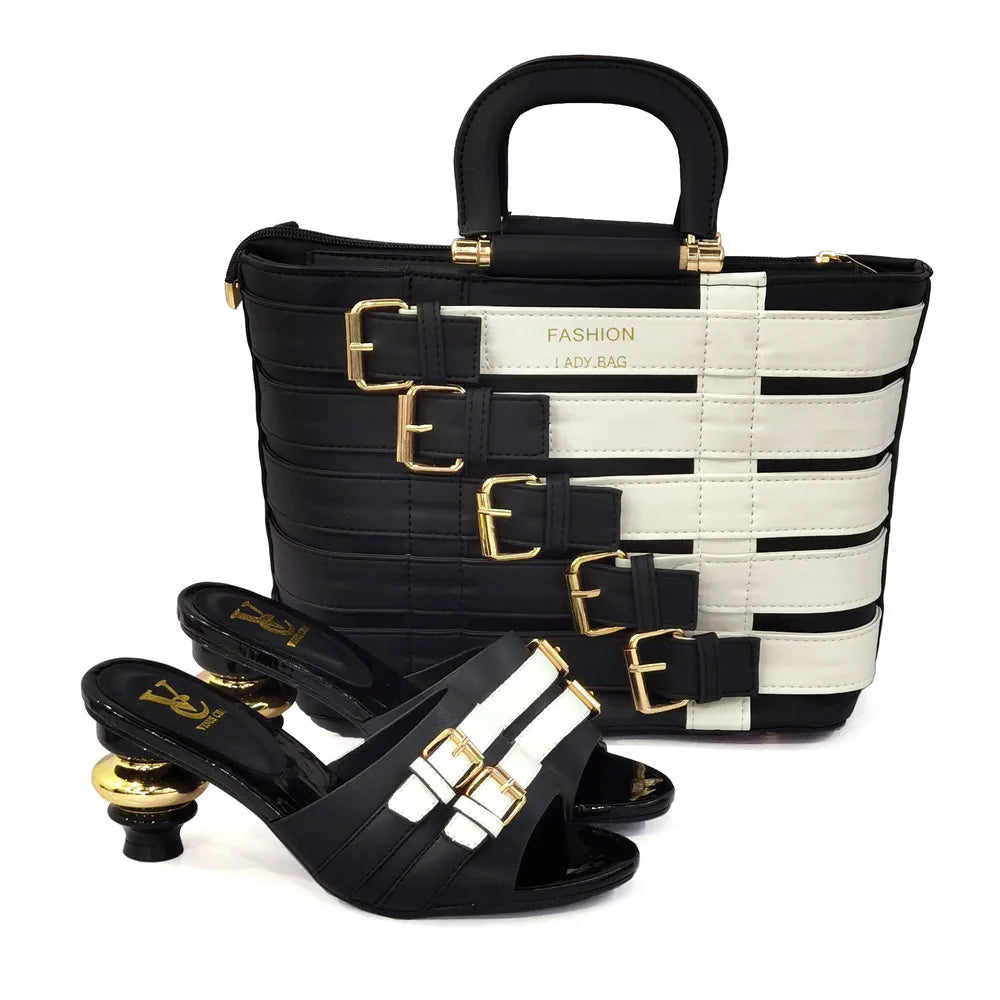 Elegant Nigerian women's shoe and bag set in luxurious design, featuring plus size 43 pumps for weddings and parties.