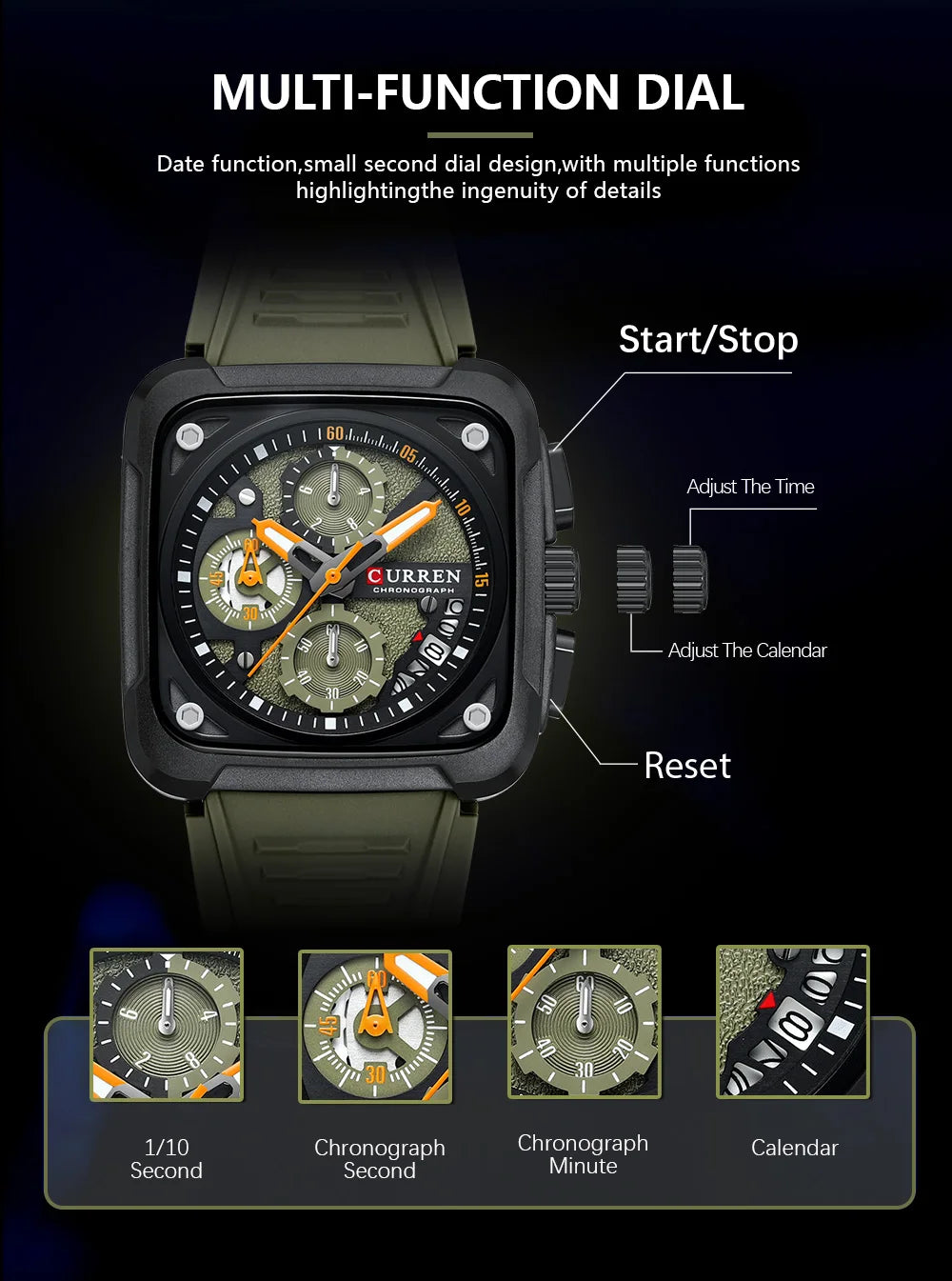 Men's luxury watch displayed in an elegant setting, highlighting its durable silicone band and sophisticated functionalities for the modern gentleman.