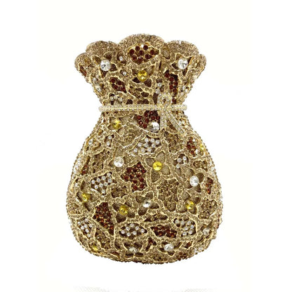 Chic closure design of an elegant crystal clutch evening bag for women, perfect for complementing your outfit at upscale parties and occasions.