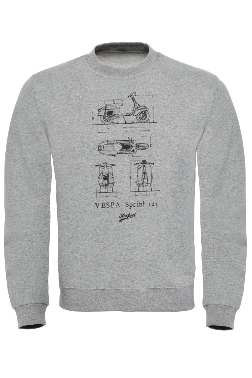 Premium Sprint 125 Blueprint Sweatshirt - 80% Cotton, 20% Polyester, WRAP Certified, Stylish Comfort