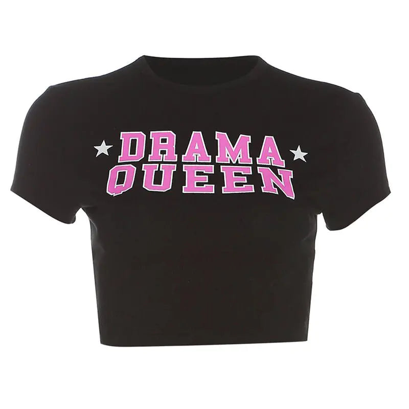 Drama Queen Star Graphic Crop Tee