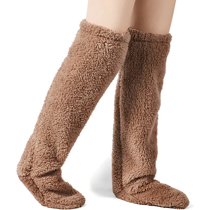 Cozy Teddy Socks for Women - Luxurious plush winter warmers elegantly displayed, reflecting warmth and style along with superior quality craftsmanship.