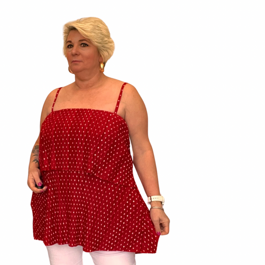 STRAPPY PLEATED LAYERED CAMI TOP BLOUSE