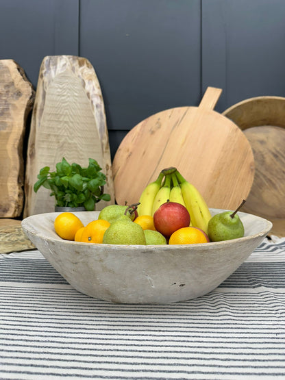 Vintage Bleached Wooden Serving Bowl / Fruit Bread Antipasti Cheese Board Tray