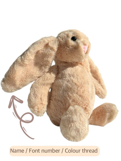Lavishly crafted 25cm personalised Bunny Plush Toy from DreamBuy, featuring soft, premium fabric in classic grey.