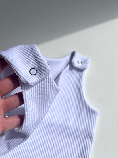 Elegantly crafted baby dungarees by DreamBuy, featuring soft ribbed fabric for sensitive skin, perfect for stylish newborns.