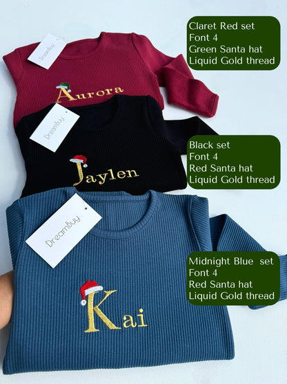 Elegant family lounge set with custom embroidery from DreamBuy, perfect for a stylish Christmas celebration.