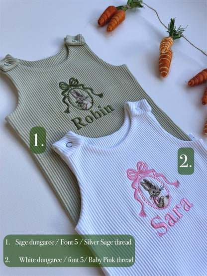 Charming embroidered romper from DreamBuy, showcasing a delightful bunny design for babies, ideal for Easter and special occasions.