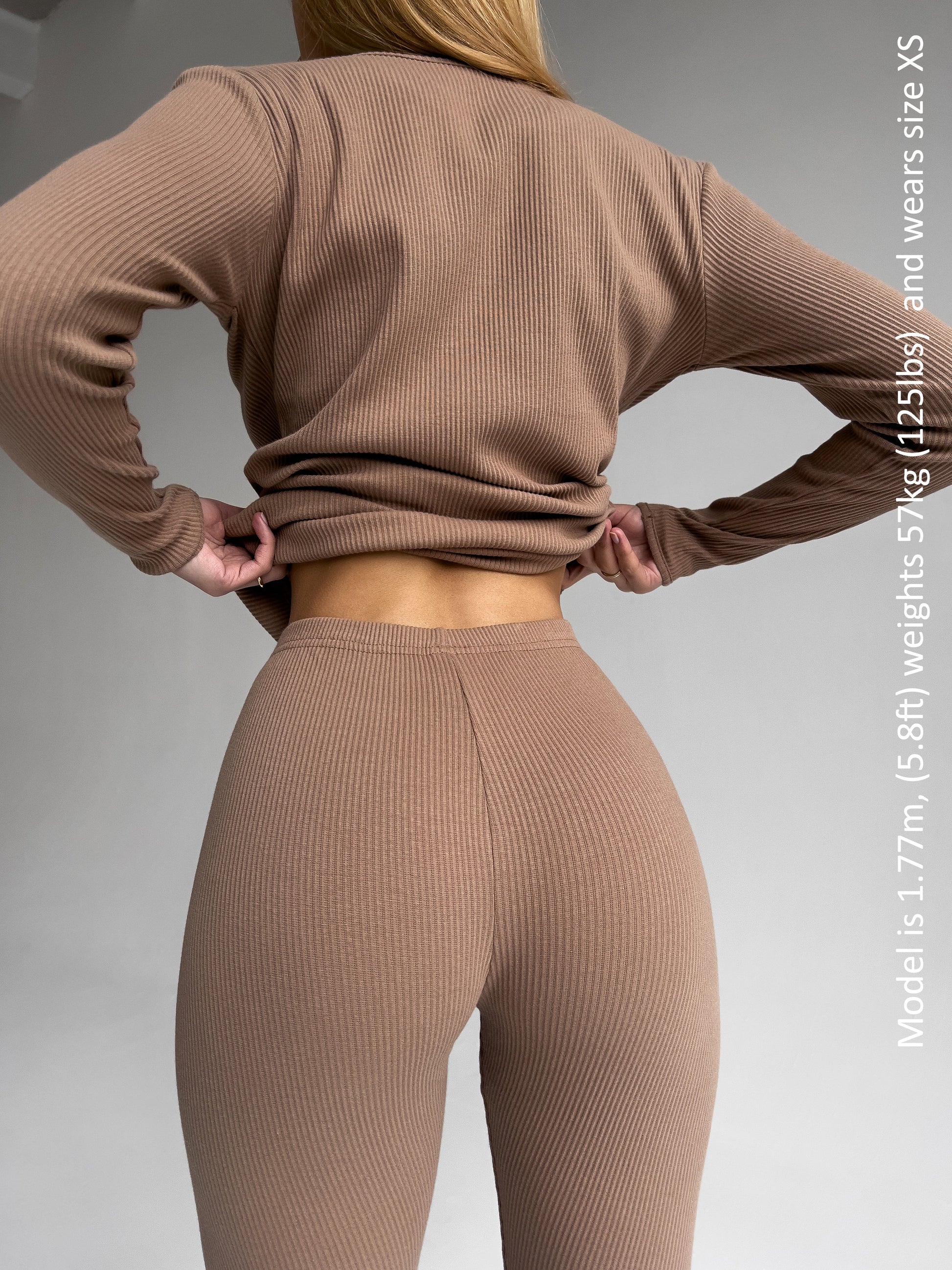 Elegant family pyjamas set by DreamBuy in Biscuit colour, featuring minimalist style with long-sleeved top and drawstring pants for ultimate comfort.