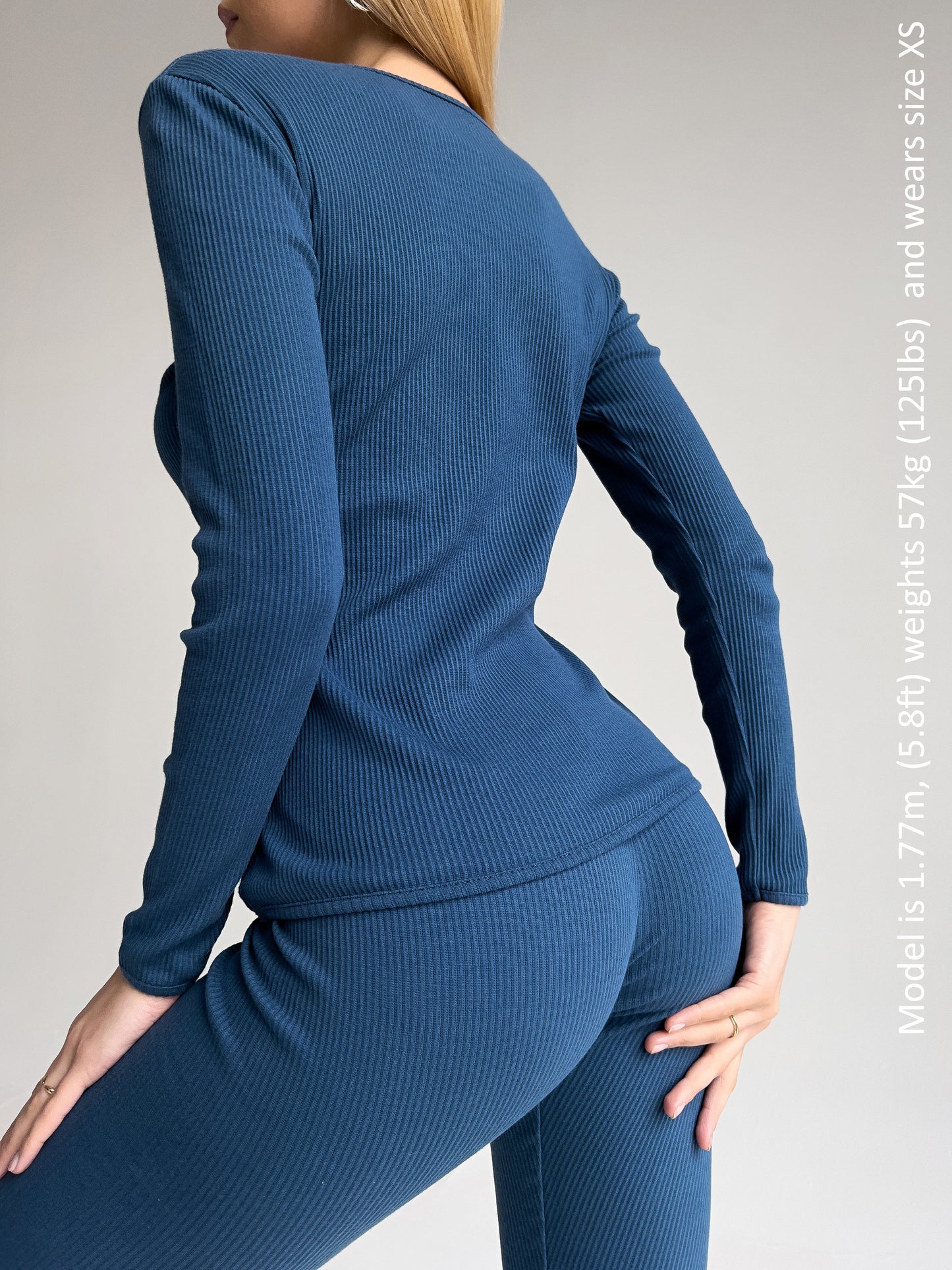 Luxurious Midnight Blue Adult 2-Piece Pyjama Set by DreamBuy, showcasing premium cotton fabric with breathable texture and comfort fit.