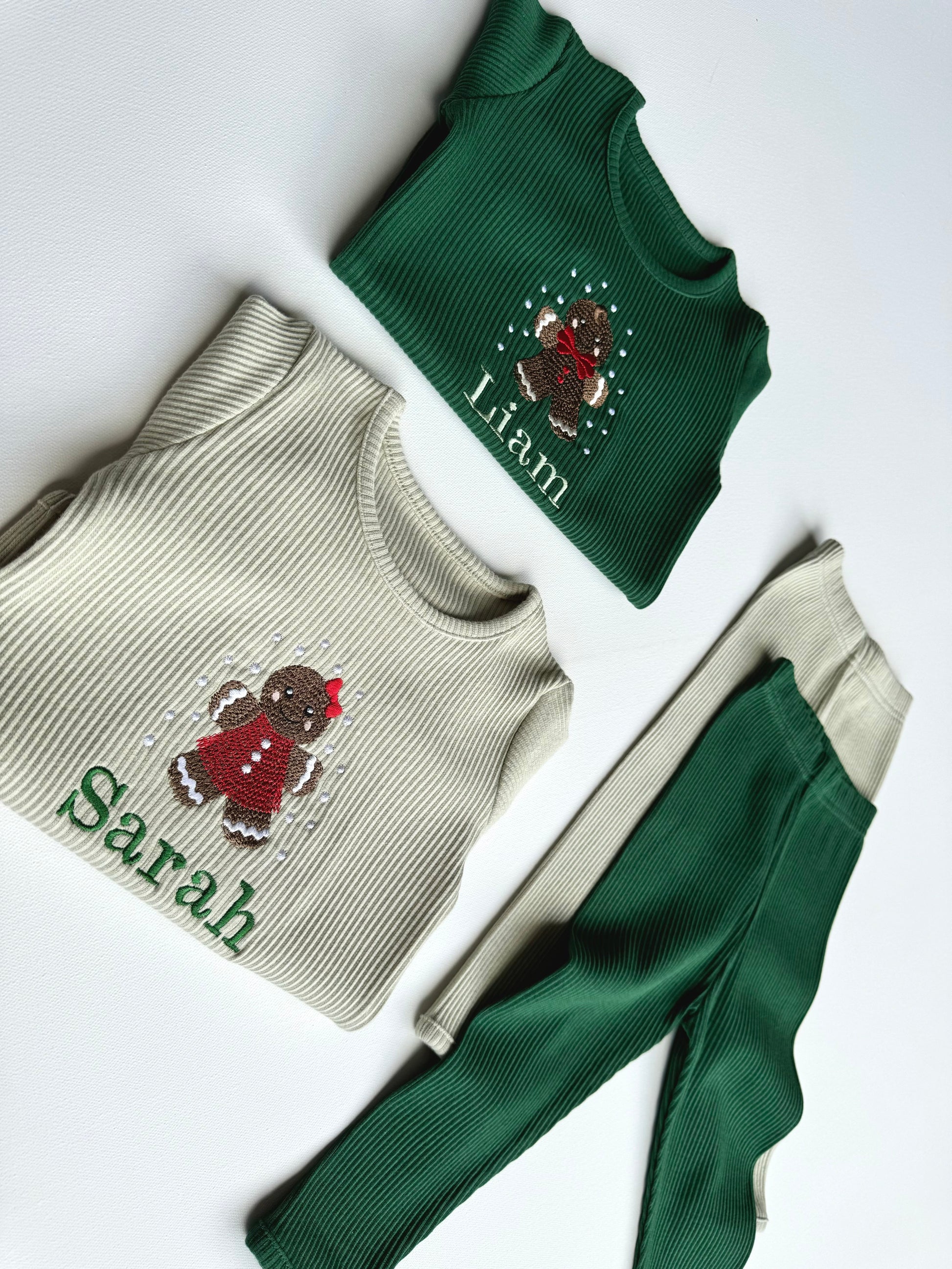 Festive lifestyle image of DreamBuy's Luxury Christmas Gingerbread Man Lounge Set, highlighting seasonal joy and comfort for family wear.