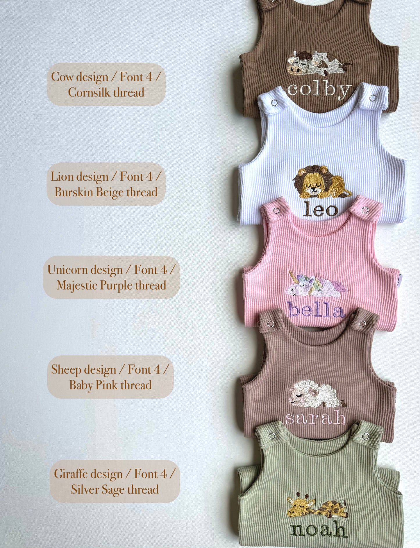 Charming toddler dungarees with farm theme, showcasing colourful embroidery, available from DreamBuy.