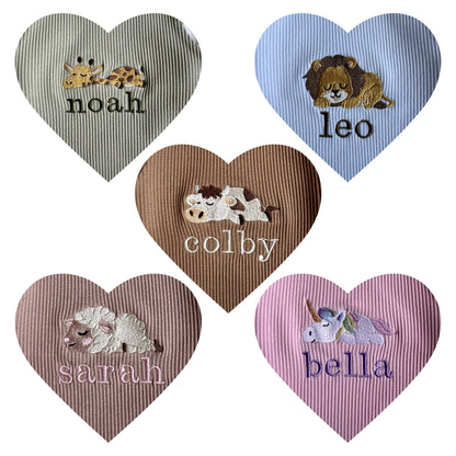 Personalised baby zip romper by DreamBuy, showcasing sheep embroidery, perfect for custom gifting.