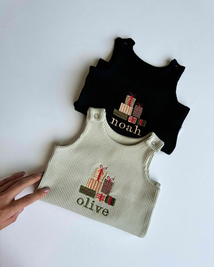 Beautifully personalized baby dungarees by DreamBuy, crafted for comfort and style during the festive season.