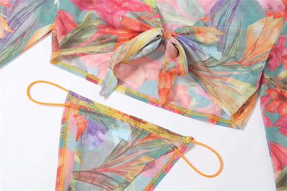 A stunning view of the Floral Mesh Skirt Set on display by Dazzling Dreams Studio, ideal for summer soirées and fashionable outings.