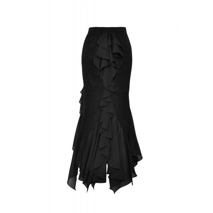 Elegant display of the Dark In Love Izora Fishtail Skirt on a mannequin, exemplifying modern luxury fashion.