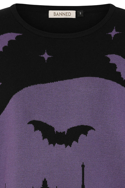 Close-up view of the Banned Apparel Lyra Jumper showcasing soft, breathable fabric blend and detailed ribbed cuffs, collar, and hem for a luxurious fit.