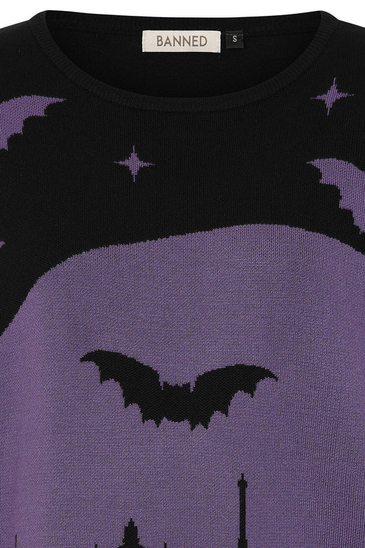 Close-up view of the Banned Apparel Lyra Jumper showcasing soft, breathable fabric blend and detailed ribbed cuffs, collar, and hem for a luxurious fit.