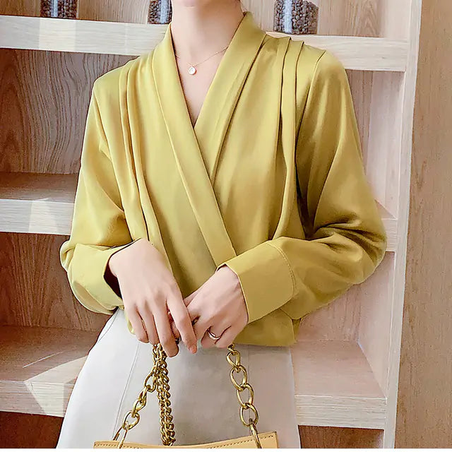 Womens Fashion Designer V-Neck Blouse