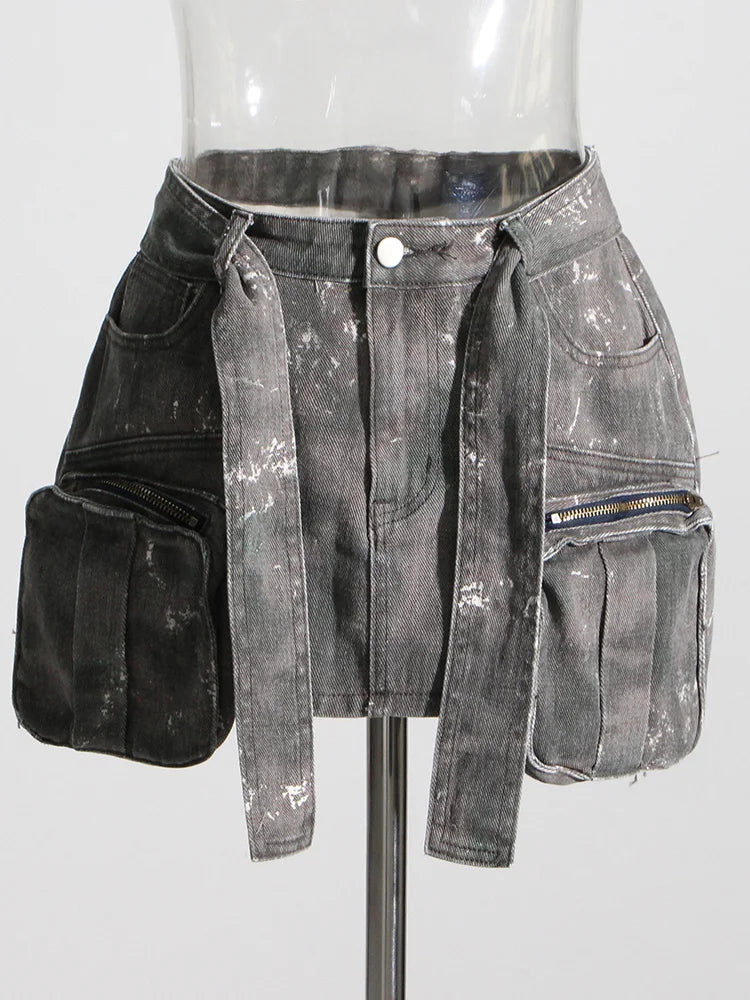 Women's distressed Designer  Denim Skirt