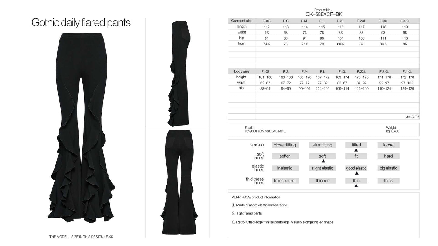 Back view of the Punk Rave Veda Flared Pants showcasing the intricate design and stylish fit, ideal for elevating any wardrobe.