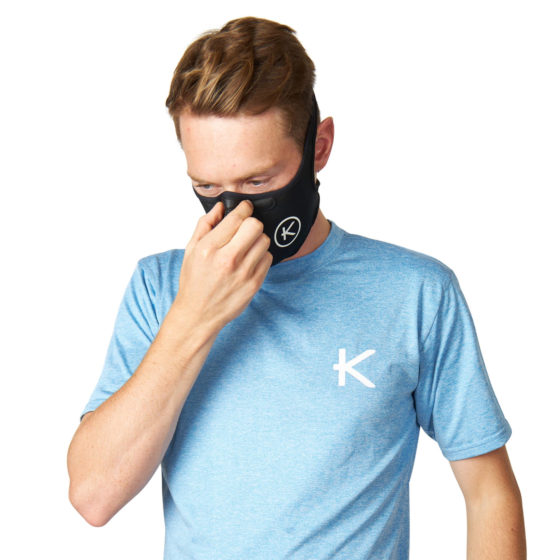 KYMIRA K-Mask in a sophisticated setting, highlighting its stylish design and infrared fabric for enhanced comfort and breathability.