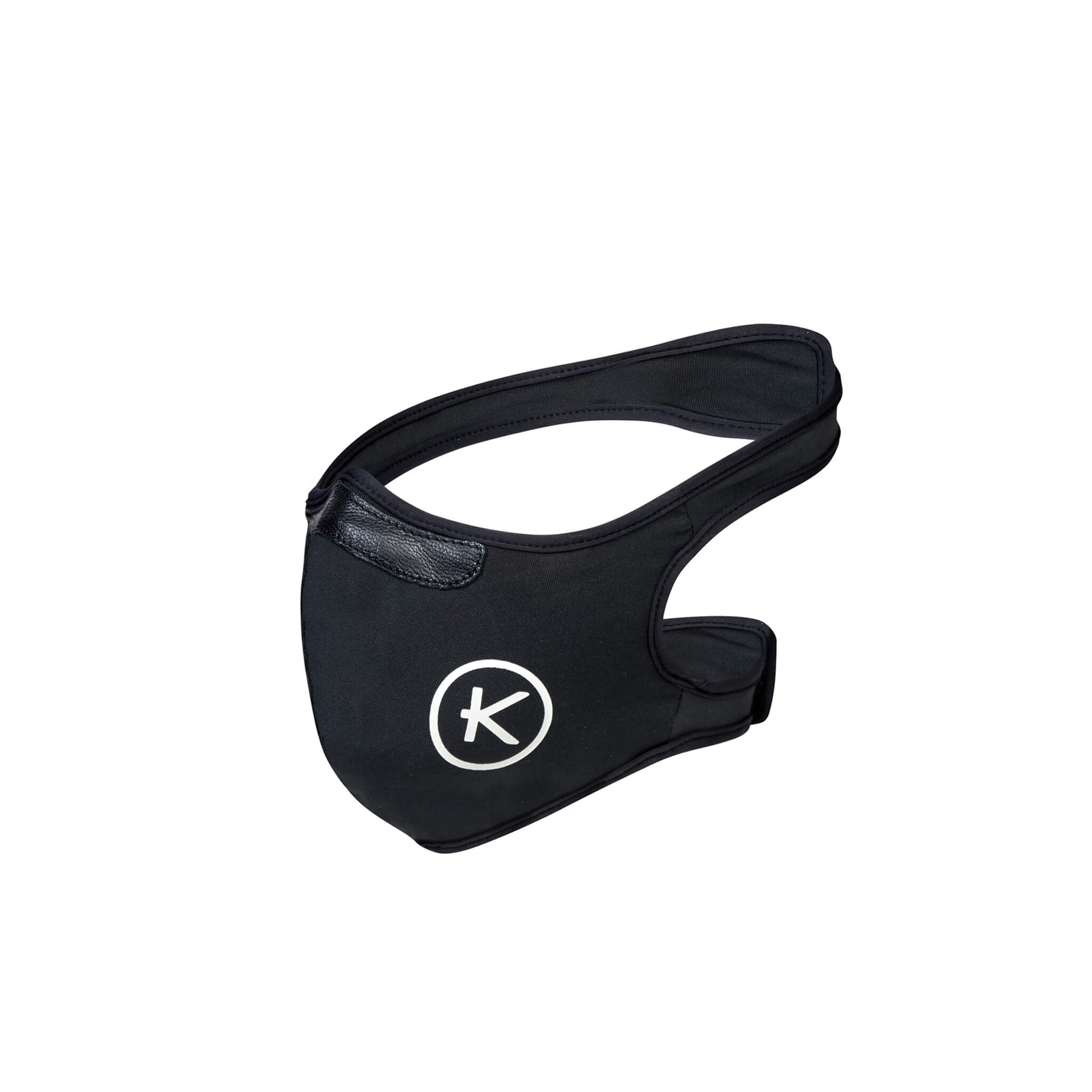 Close-up view of the KYMIRA K-Mask's premium KYnergy infrared fabric, highlighting its breathability and luxurious fit for enhanced comfort during prolonged use.