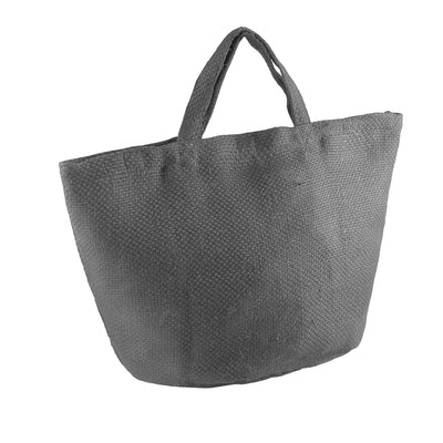 Lifestyle image of the Eco-Friendly 58L Natural Jute Bag being used in an upscale outdoor setting, reflecting its sustainable luxury appeal.