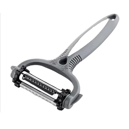 Elegant grey rotary peeler designed for optimal comfort and function, featuring sharp blades for effortless peeling of fruits and vegetables.