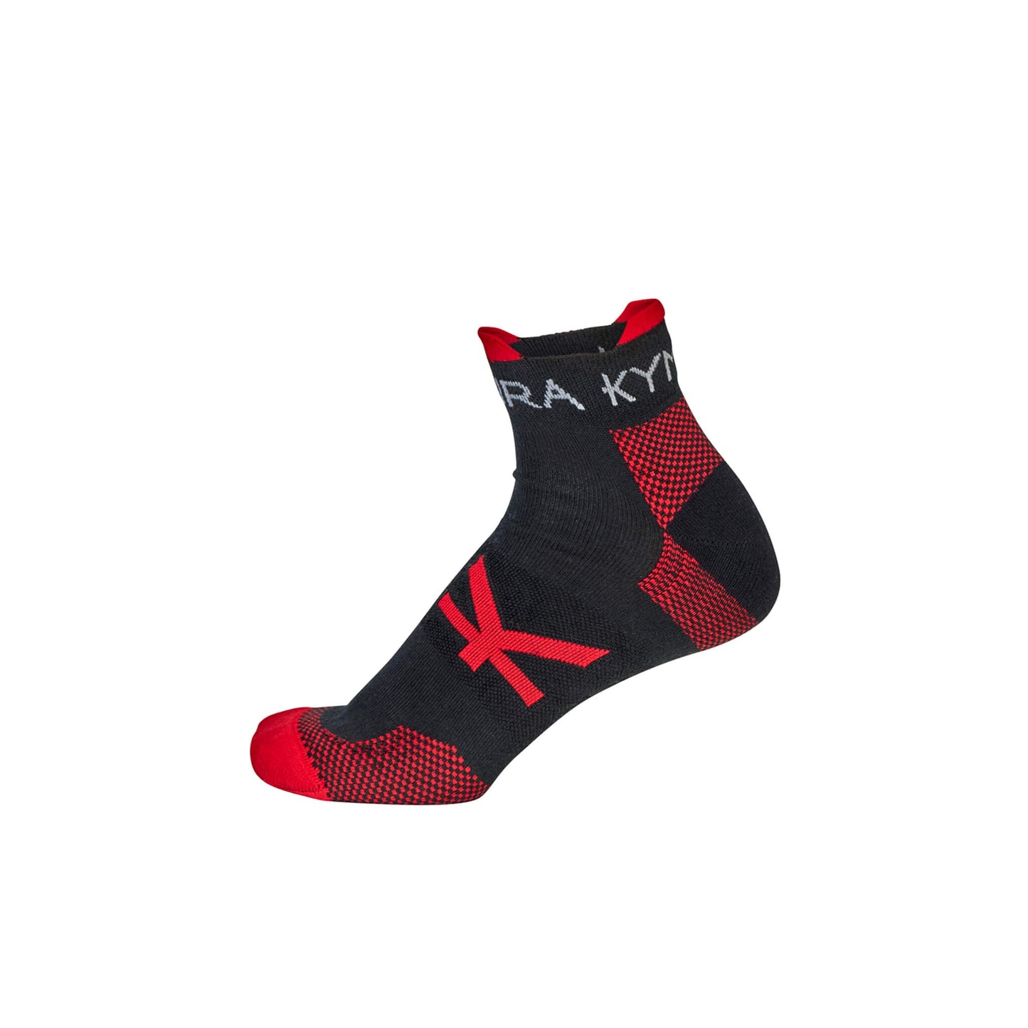 KYMIRA ankle socks styled for fashionable athletic wear, demonstrating the blend of luxury and functionality with advanced KYnergy infrared technology.