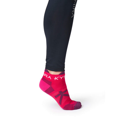 Elegant KYMIRA Infrared Ankle Socks featuring ribbed cuffs and anti-rub tabs, perfect for daily comfort and athletic performance.