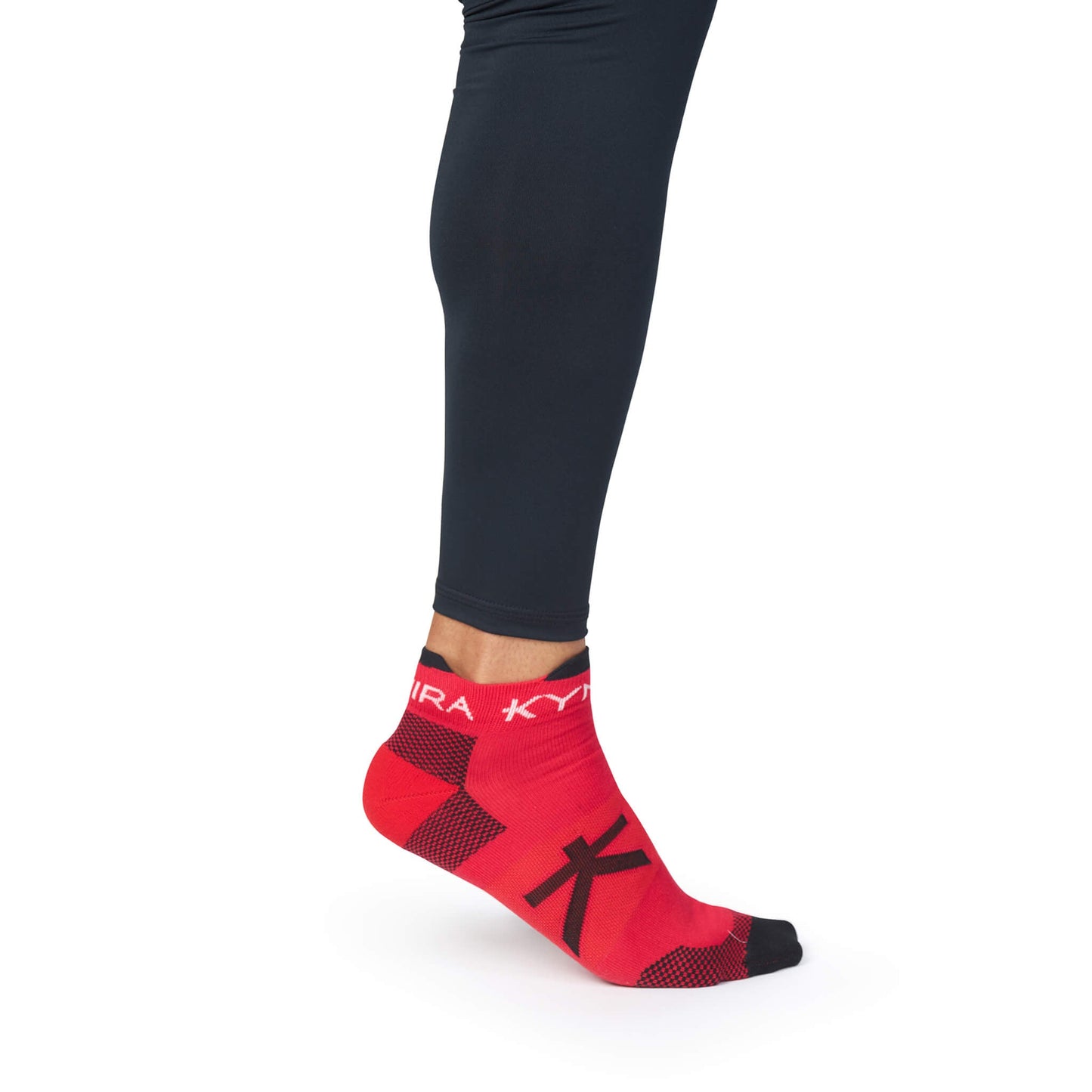 Premium-quality KYMIRA Infrared Ankle Socks demonstrating plush cushioned heels and toes, ideal for competitive fitness enthusiasts.