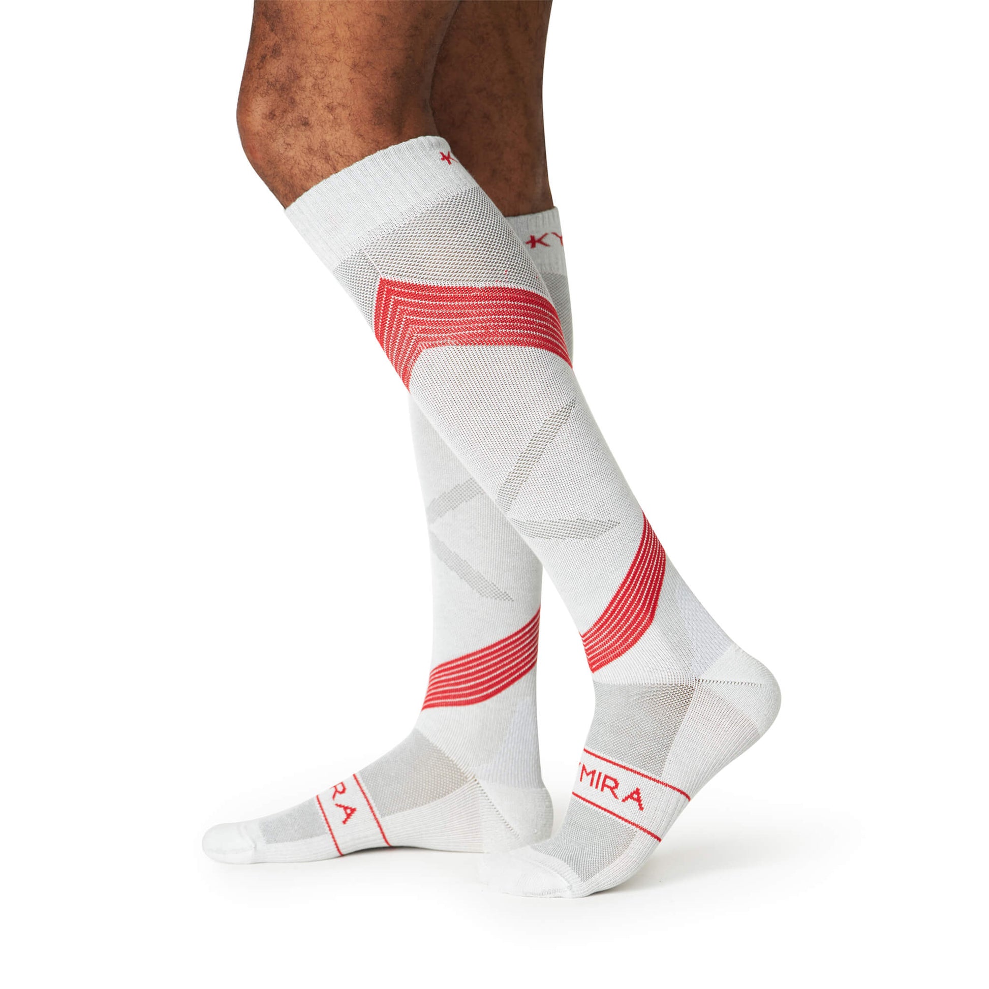 KYMIRA Infrared Compression Socks 2.0 showcasing graduated compression support designed for sizes S to L, ideal for enhancing performance and recovery in luxurious style.