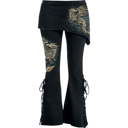 CELTIC DRAGON - 2in1 Boot-Cut Leggings with Micro Slant Skirt