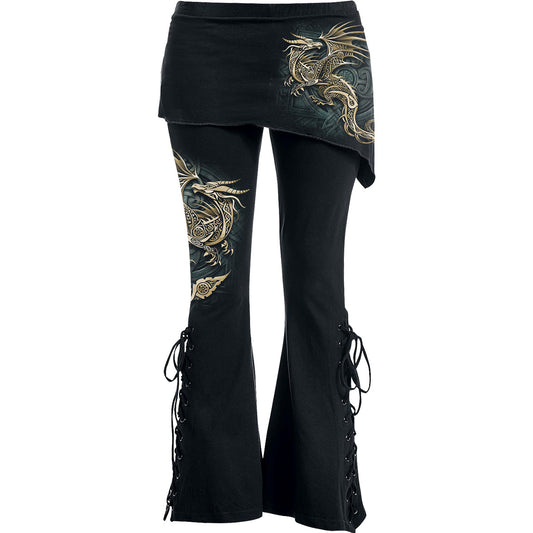 CELTIC DRAGON - 2in1 Boot-Cut Leggings with Micro Slant Skirt