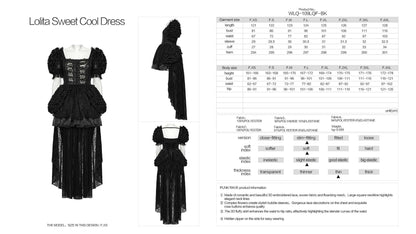 Full view of the Punk Rave Lolita Sweet Dress with a fluffy 3D skirt, exemplifying a luxurious blend of funk and elegance for fashion-forward individuals.