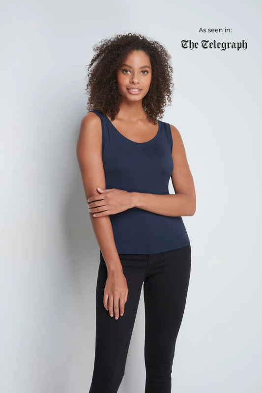 Elegant Women's Sleeveless Micro Modal Vest Top, a luxurious base layer in soft, breathable fabric, perfect for layering.