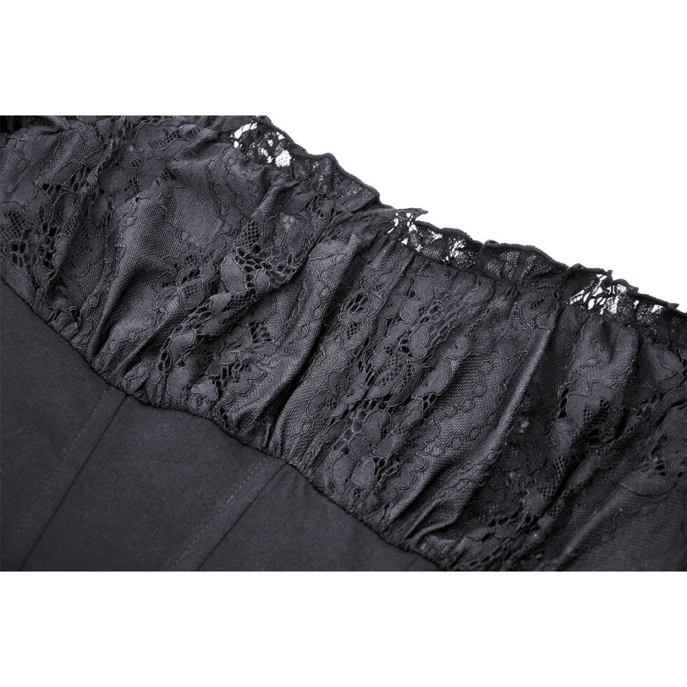 Elegant Dark In Love Lilinoe Off Shoulder Dress with Lace-Up Back, showcasing intricate details and luxurious fabric in a flattering silhouette.