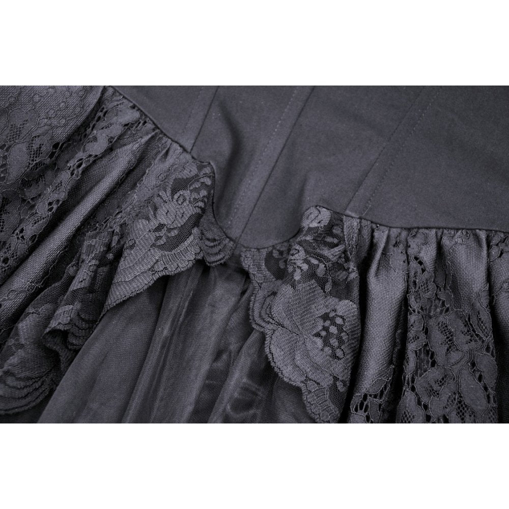 Chic styling of the Dark In Love Lilinoe Off Shoulder Dress with ornate lace-up back, representing a blend of elegance and modern fashion.