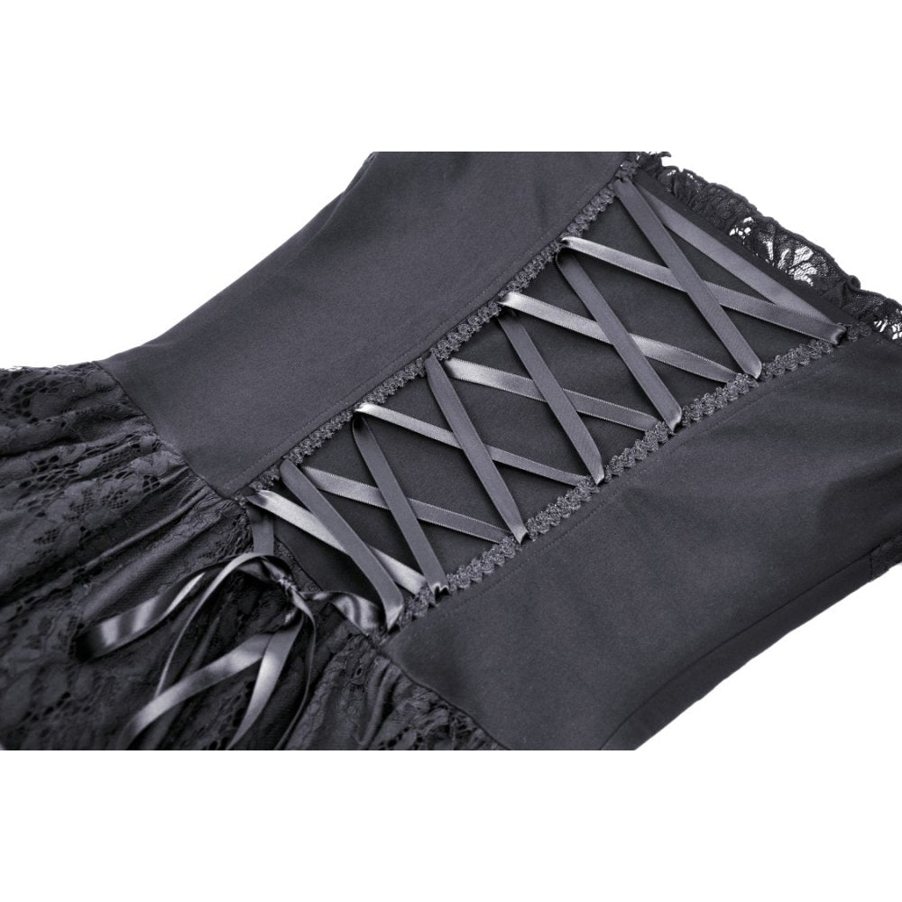 Detailed close-up of the luxurious fabric and lace-up back of the Dark In Love Lilinoe Off Shoulder Dress, epitomising elegance for evening wear.