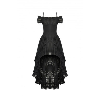 Model wearing the enchanting Dark In Love Lilinoe Off Shoulder Dress, with a striking off-shoulder design perfect for evening events.