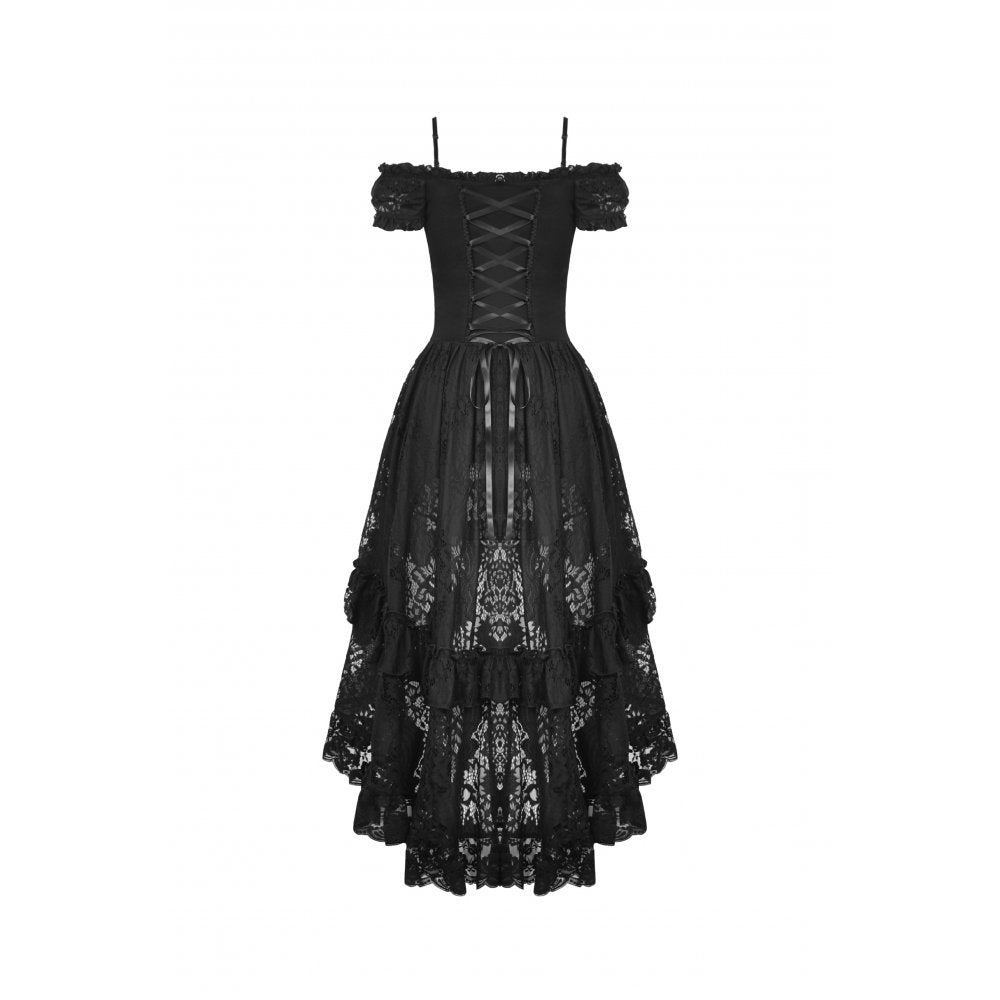 Detailed fabric shot of the Dark In Love Lilinoe Off Shoulder Dress, highlighting the premium textile composition of Nylon, Cotton, and Rayon.