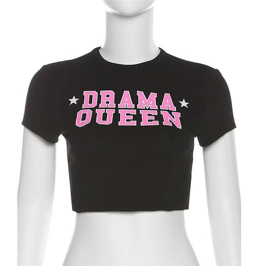 Drama Queen Star Graphic Crop Tee